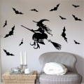 Halloween bruja murciélago pegatina de pared Halloween pegatinas de pared Decoración casera pared removible etiqueta